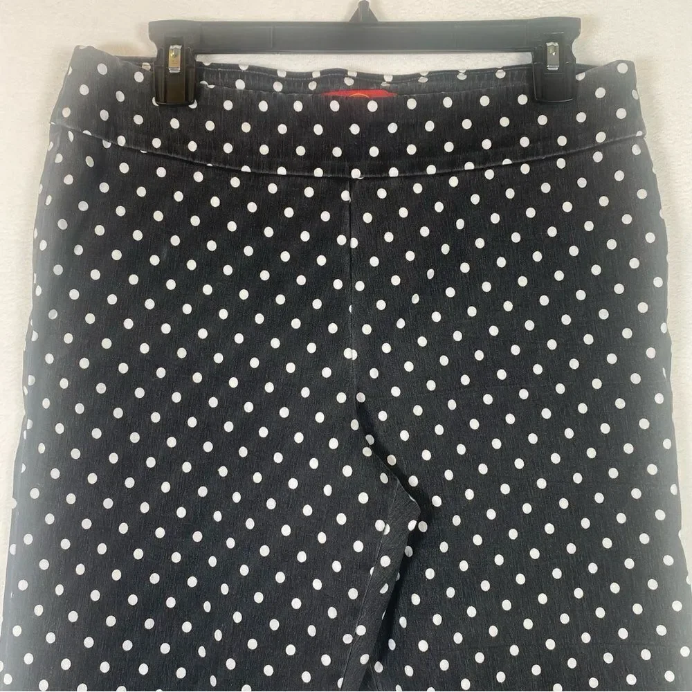 Krazy Larry Blackstone W/White Polka Dot Stretch Pull On Ankle Pants Size 14